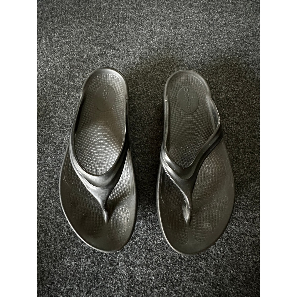 Oofos OOriginal Black Recovery Sandals Womens Size 9 Thong Flip Flops Comfort